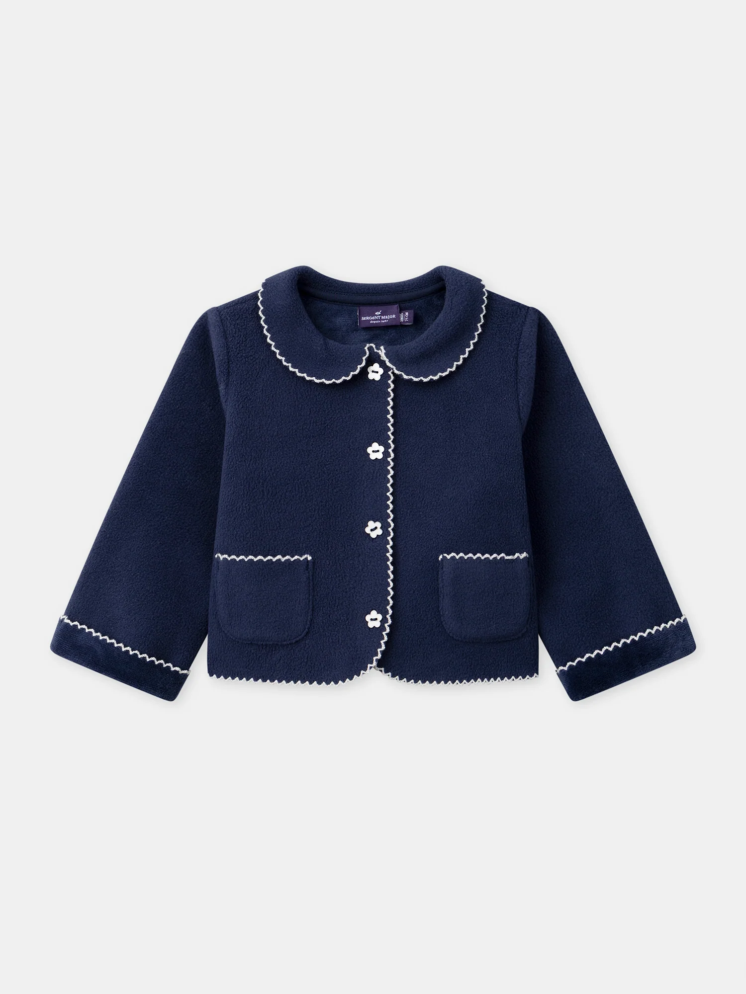 Cardigan bleu foncé à col claudine Bébé Fille