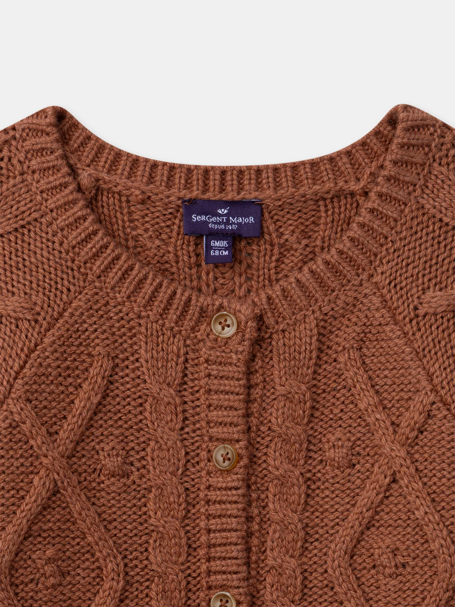 Cardigan marron torsadé en tricot Bébé Fille – Image 6