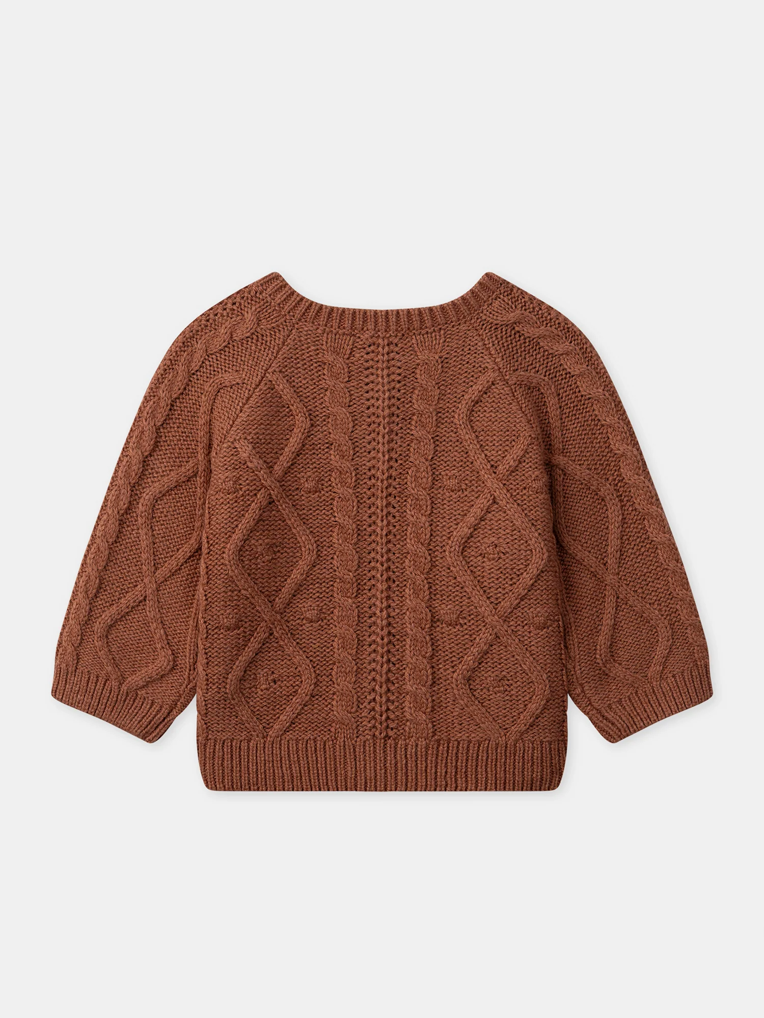 Cardigan marron torsadé en tricot Bébé Fille – Image 7