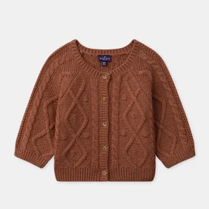 Cardigan marron torsadé en tricot Bébé Fille
