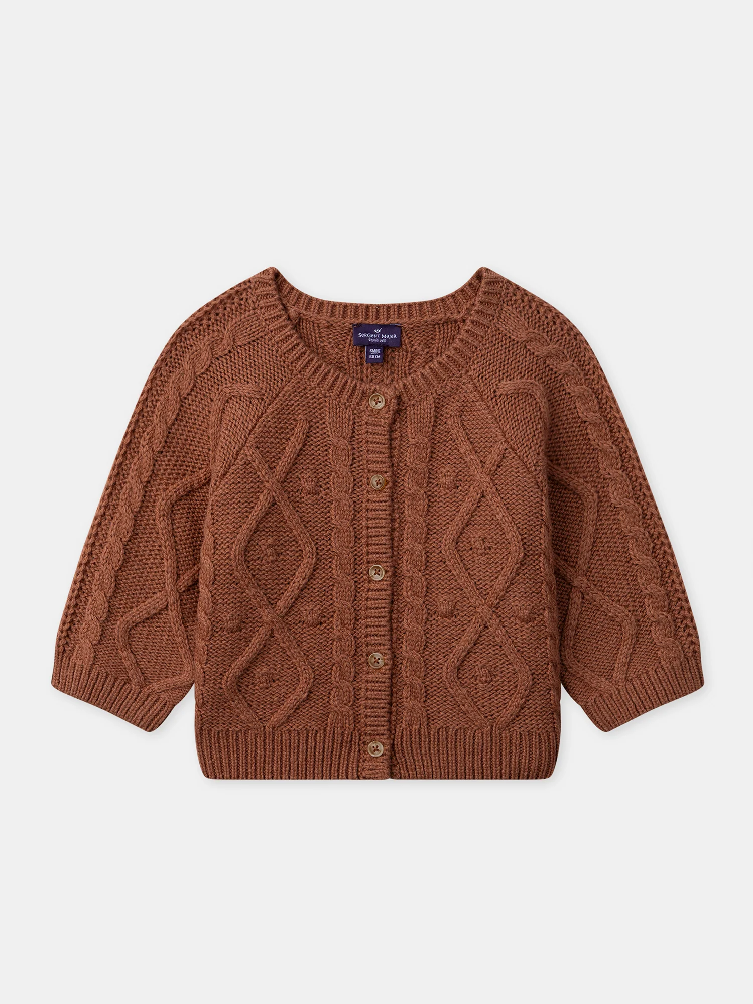 Cardigan marron torsadé en tricot Bébé Fille