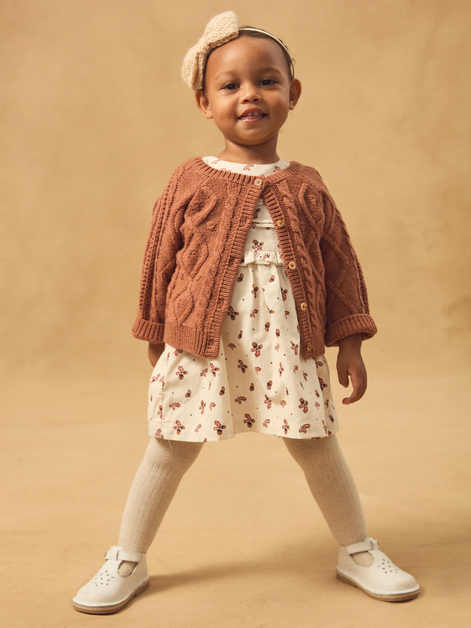 Cardigan marron torsadé en tricot Bébé Fille – Image 5