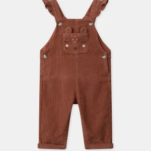 Salopette marron foncé en velours Bébé Fille