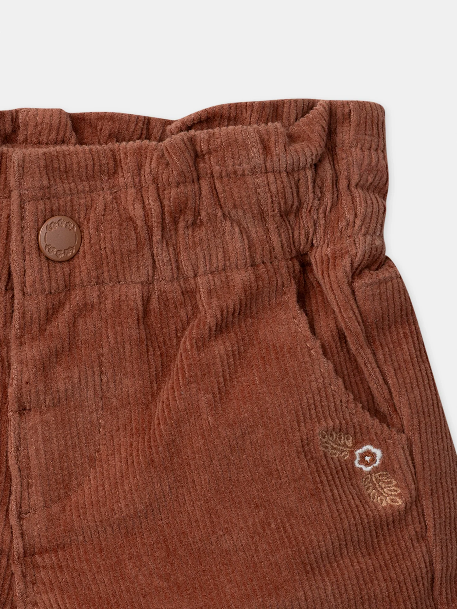 Short marron foncé en velours Bébé Fille – Image 3