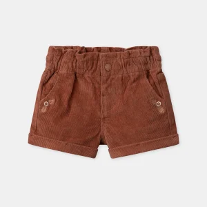Short marron foncé en velours Bébé Fille
