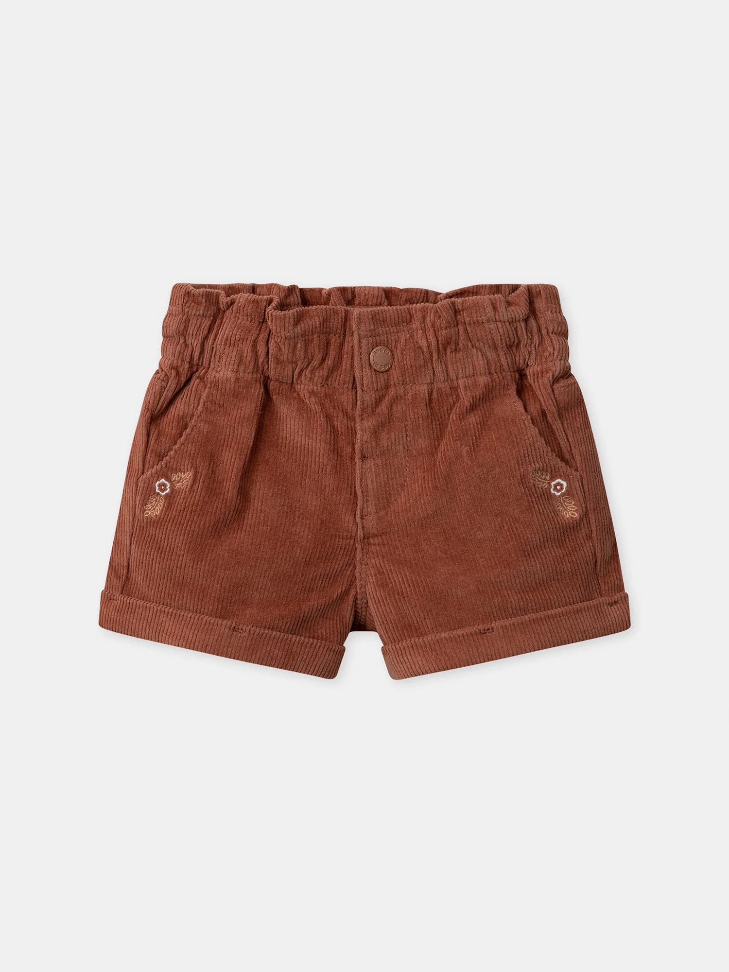 Short marron foncé en velours Bébé Fille