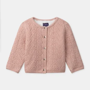 Cardigan rose en maille Bébé Fille