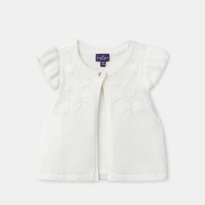 Cardigan écru sans manches Bébé Fille