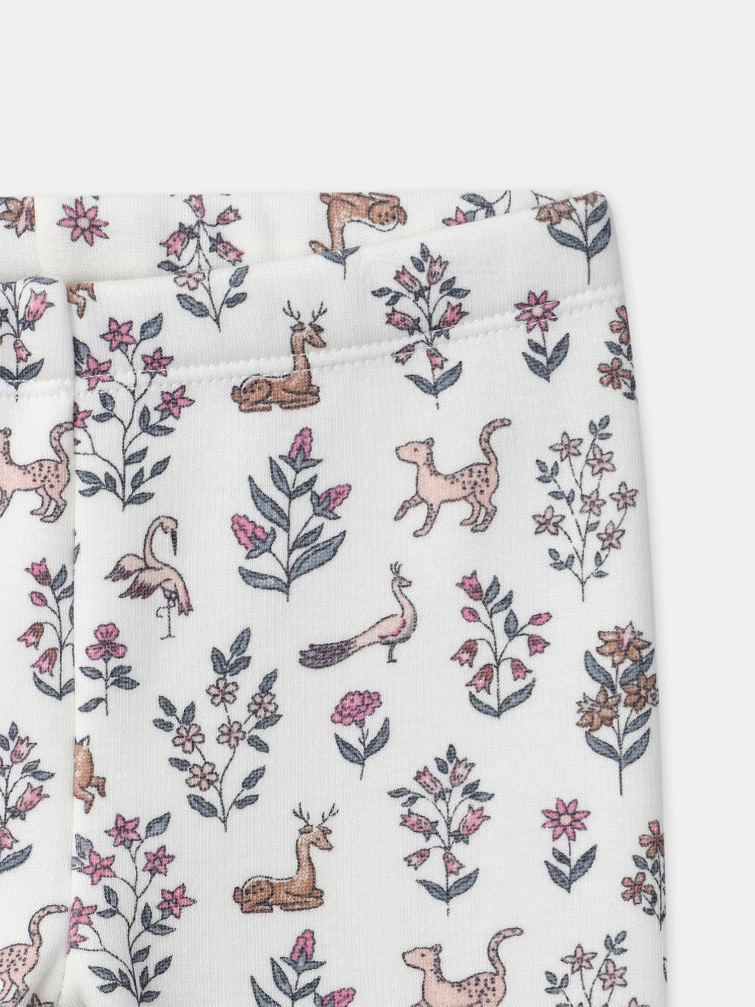Legging blanc imprimé fleurs et animaux Bébé Fille – Image 3