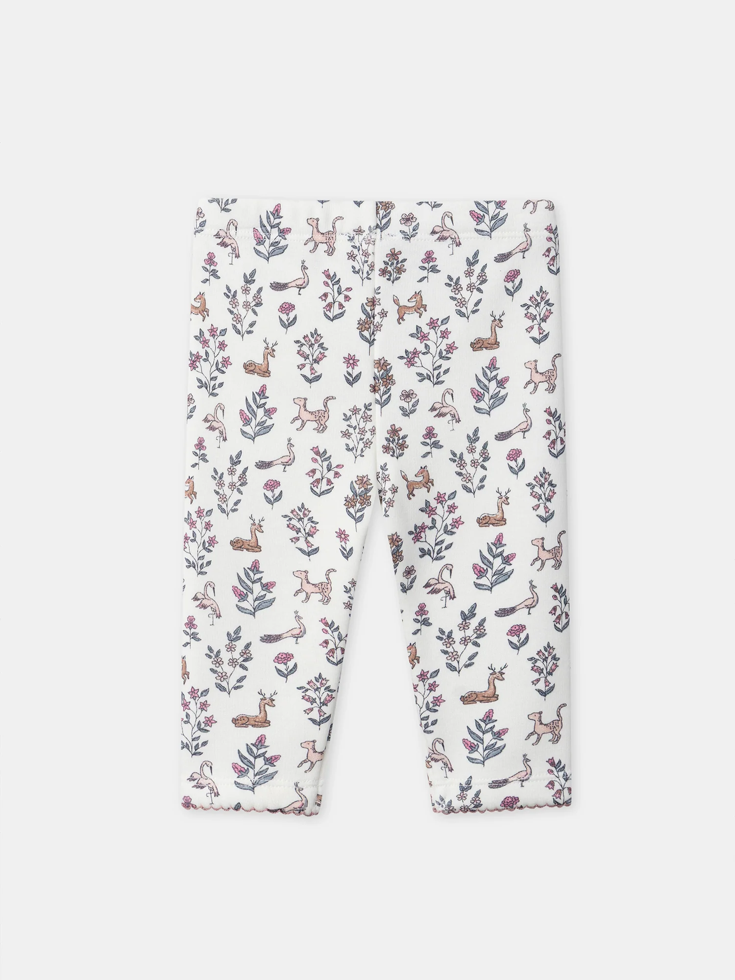 Legging blanc imprimé fleurs et animaux Bébé Fille – Image 4