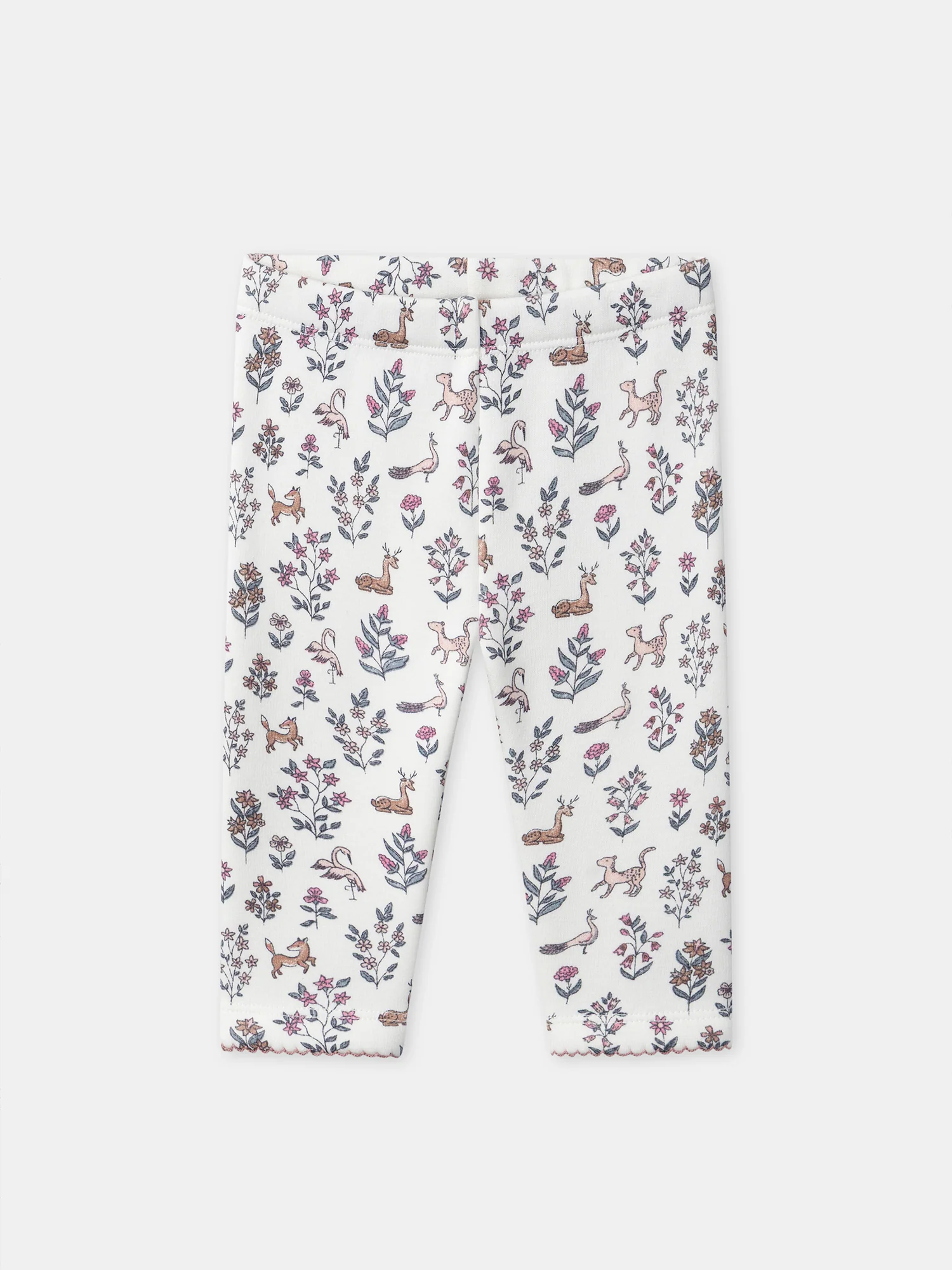 Legging blanc imprimé fleurs et animaux Bébé Fille – Image 2