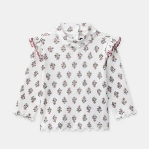 T-shirt imprimé fleuri à col et manches longues Bébé Fille