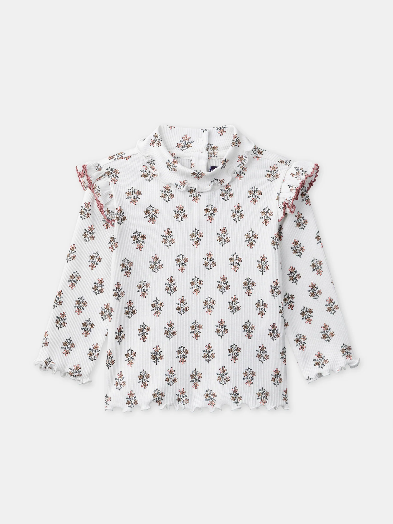 T-shirt imprimé fleuri à col et manches longues Bébé Fille