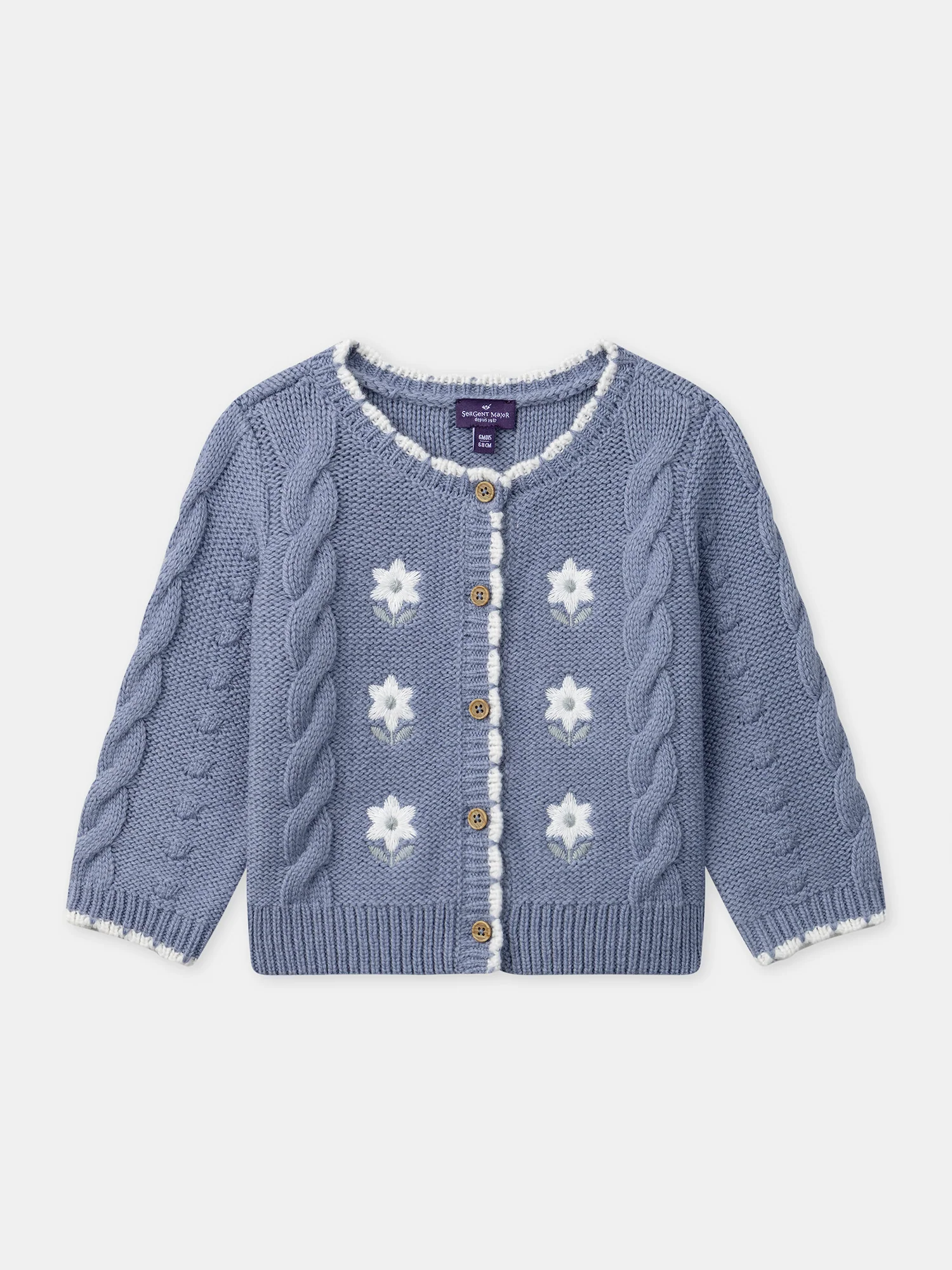 Cardigan bleu à broderie fleurs Bébé Fille