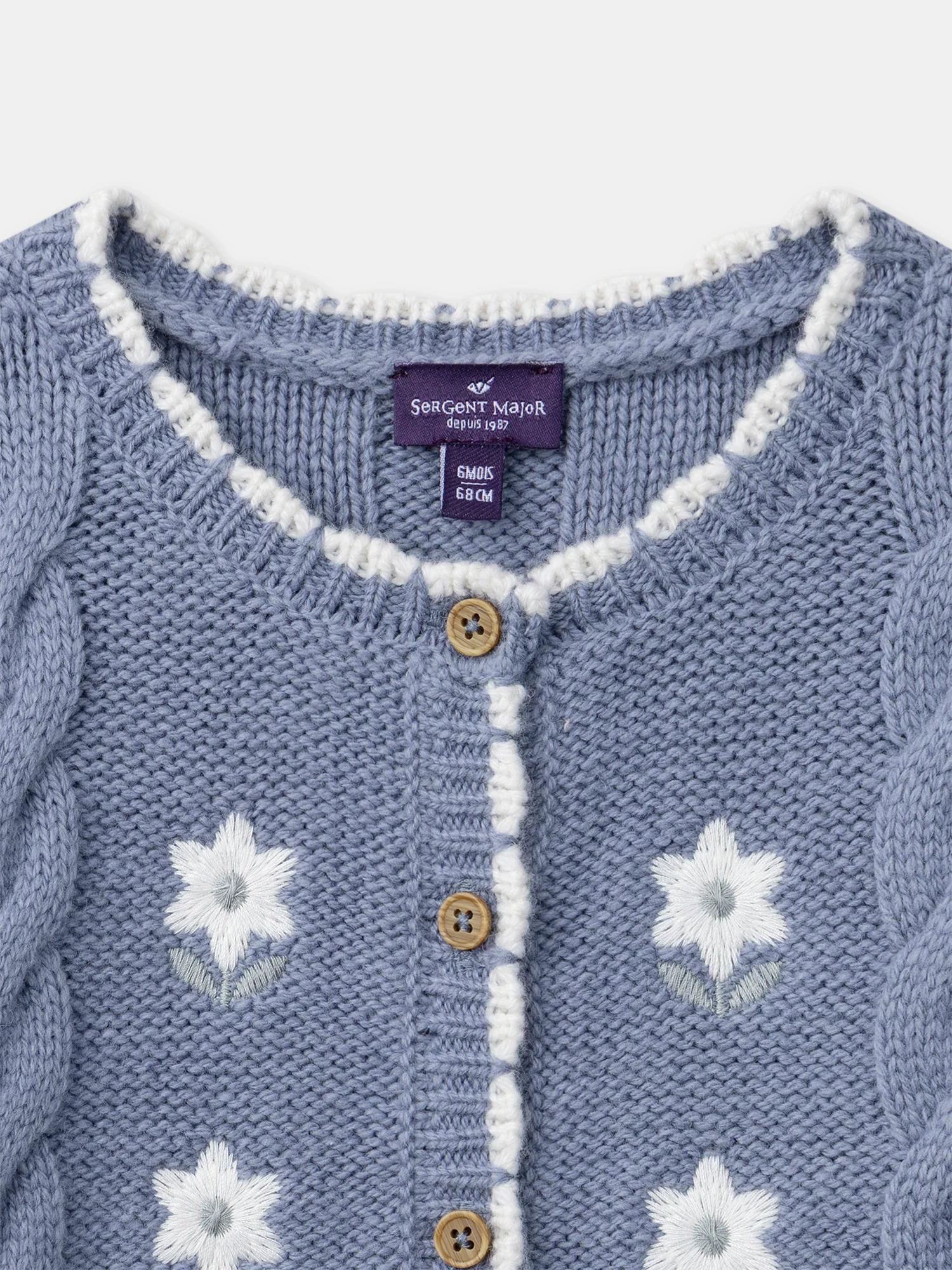 Cardigan bleu à broderie fleurs Bébé Fille – Image 6