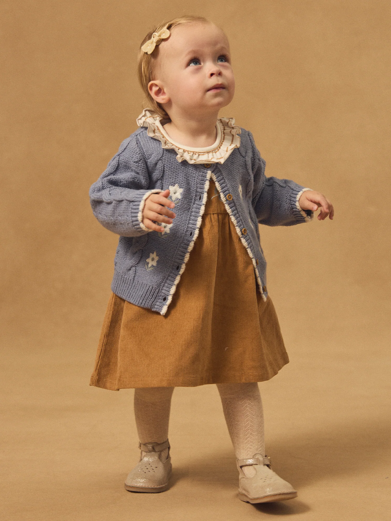 Cardigan bleu à broderie fleurs Bébé Fille – Image 5