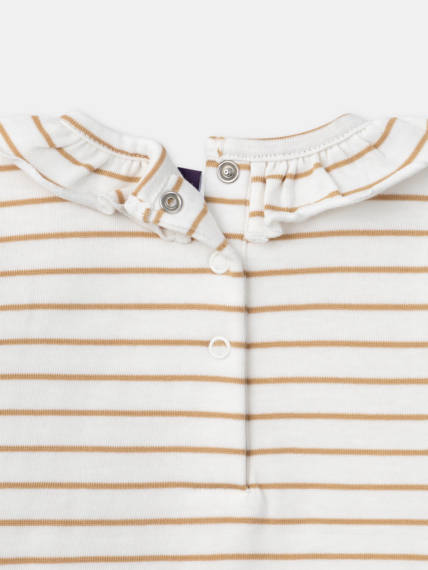 Body à rayures marrons et col Bébé Fille – Image 4