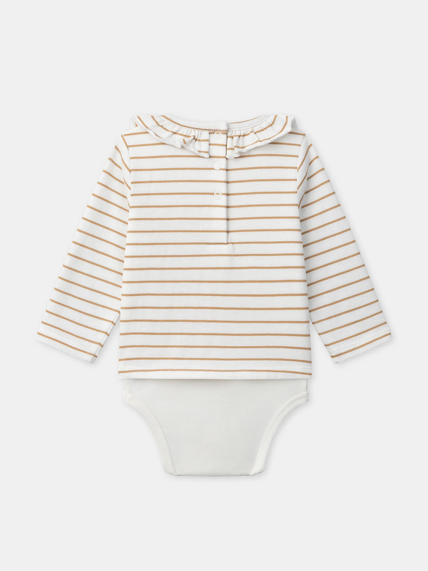 Body à rayures marrons et col Bébé Fille – Image 5