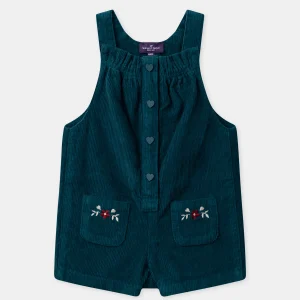 Salopette bleu en velours Bébé Fille