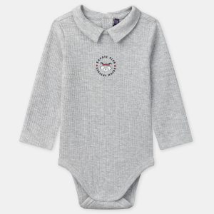 Body gris imprimé raton laveur à manches longues Bébé Garçon