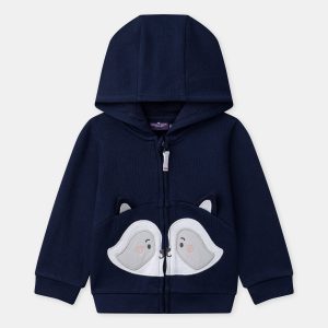 Sweat à capuche bleu marine à broderie raton laveur Bébé Garçon