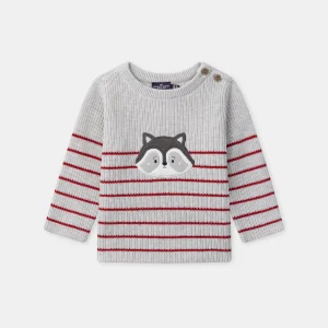 Pull gris avec patch raton laveur Bébé Garçon
