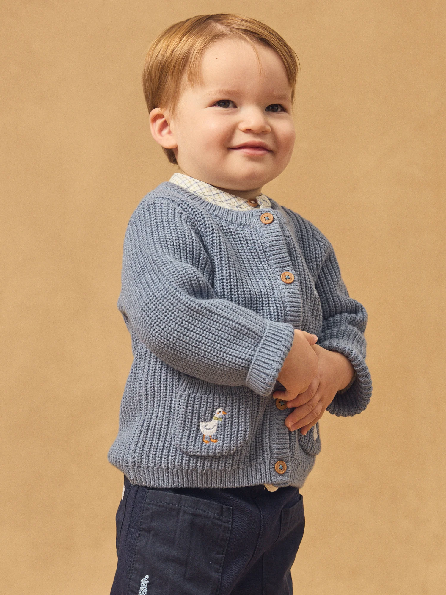 Cardigan en tricot bleu à broderies oies Bébé Garçon – Image 3