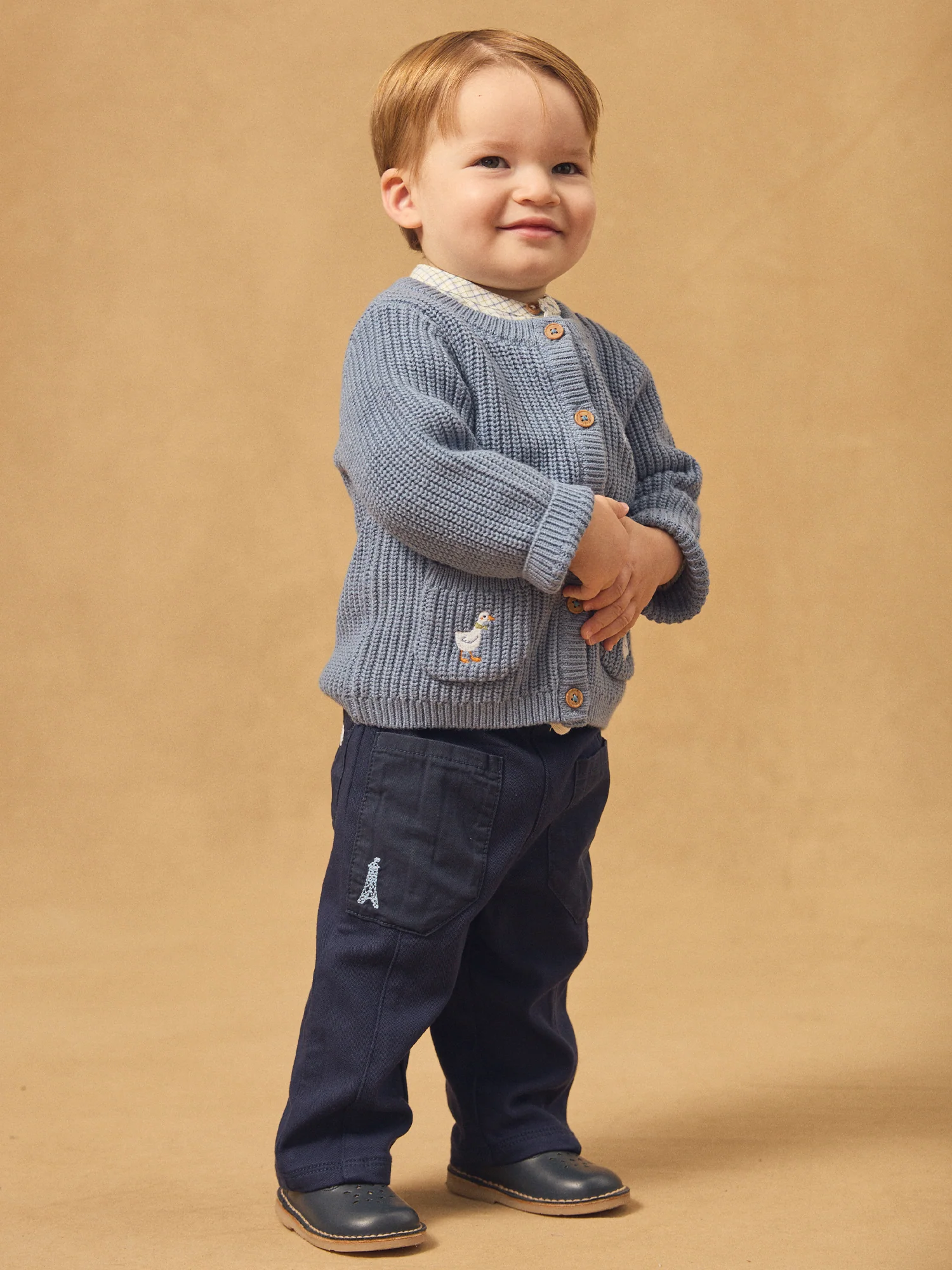 Cardigan en tricot bleu à broderies oies Bébé Garçon – Image 6