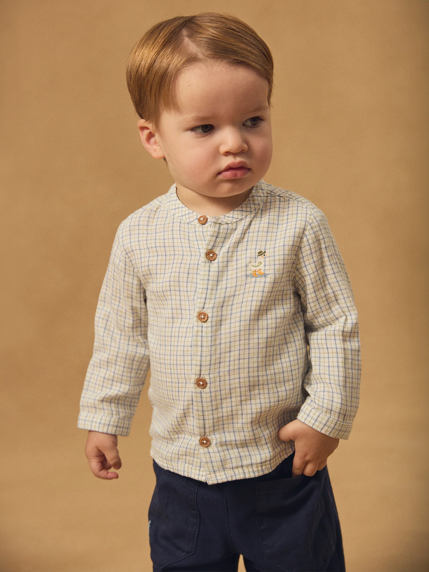 Chemise à carreaux et broderie oie Bébé Garçon – Image 9