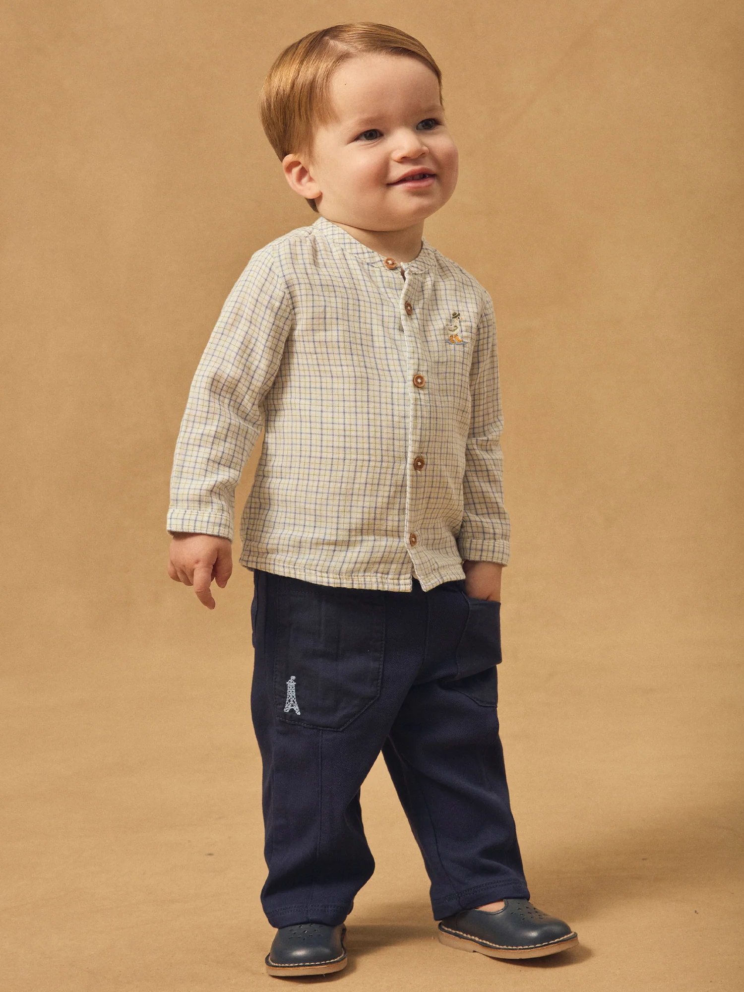 Chemise à carreaux et broderie oie Bébé Garçon – Image 5