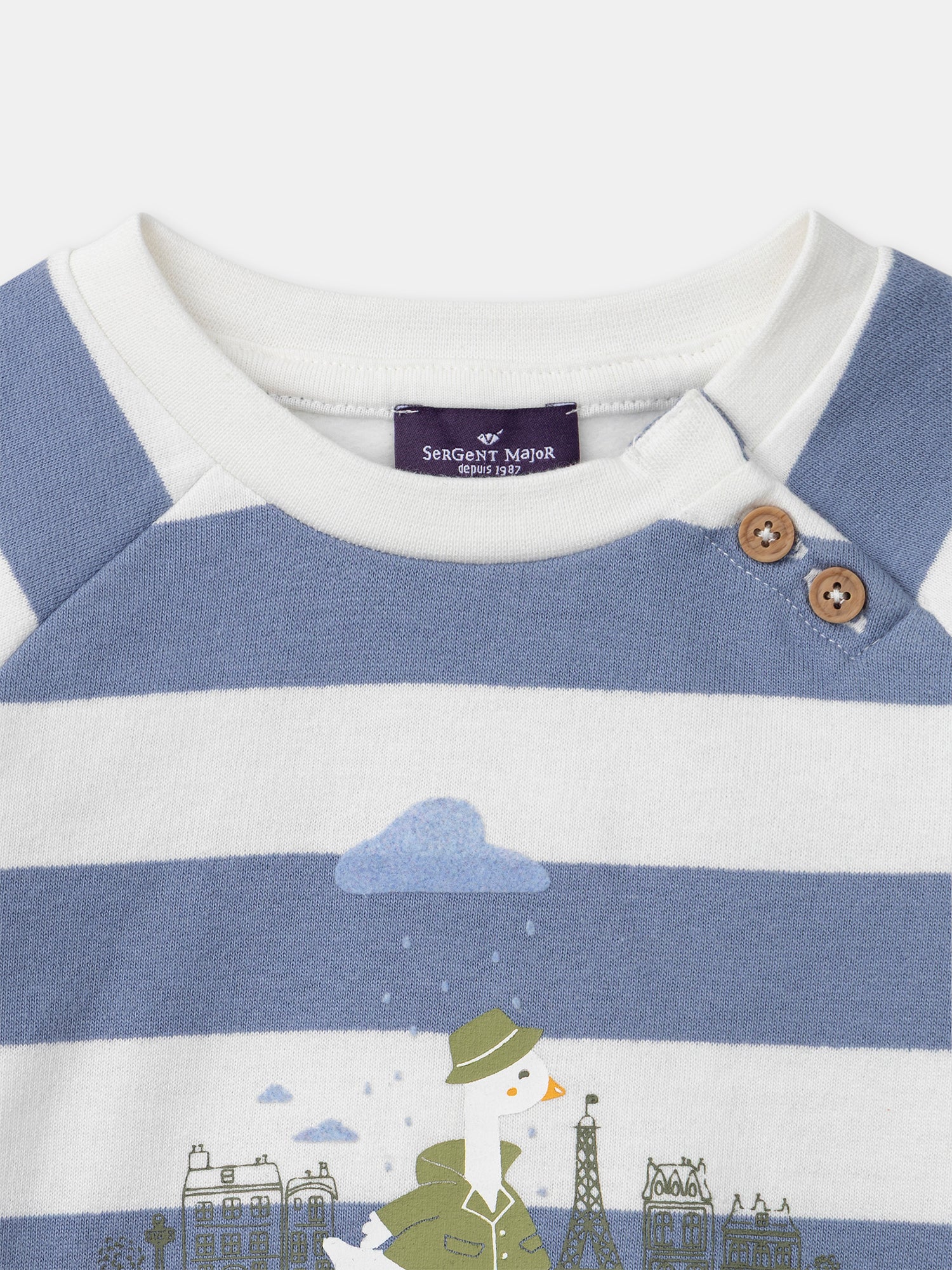 Ensemble sweat à rayures imprimé oie et legging bleu foncé Bébé Garçon – Image 6