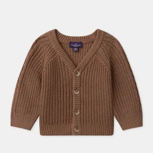Cardigan marron en tricot torsadé Bébé Garçon