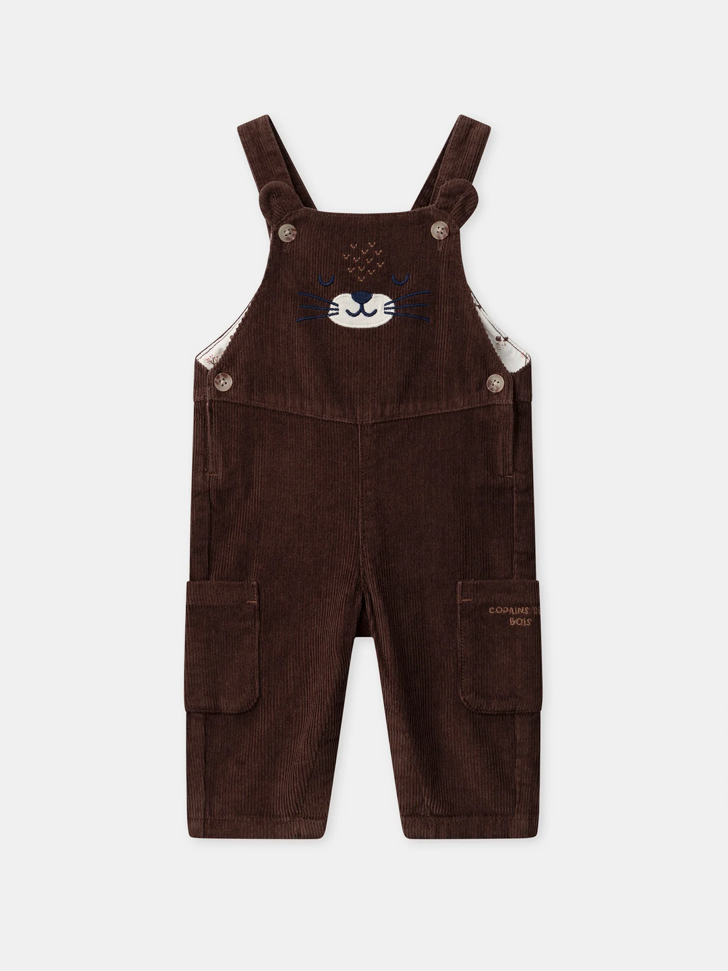 Salopette marron foncée en velours Bébé Garçon – Image 2