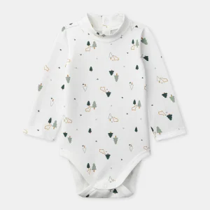 Body blanc imprimé sapin et animaux à col Bébé Garçon