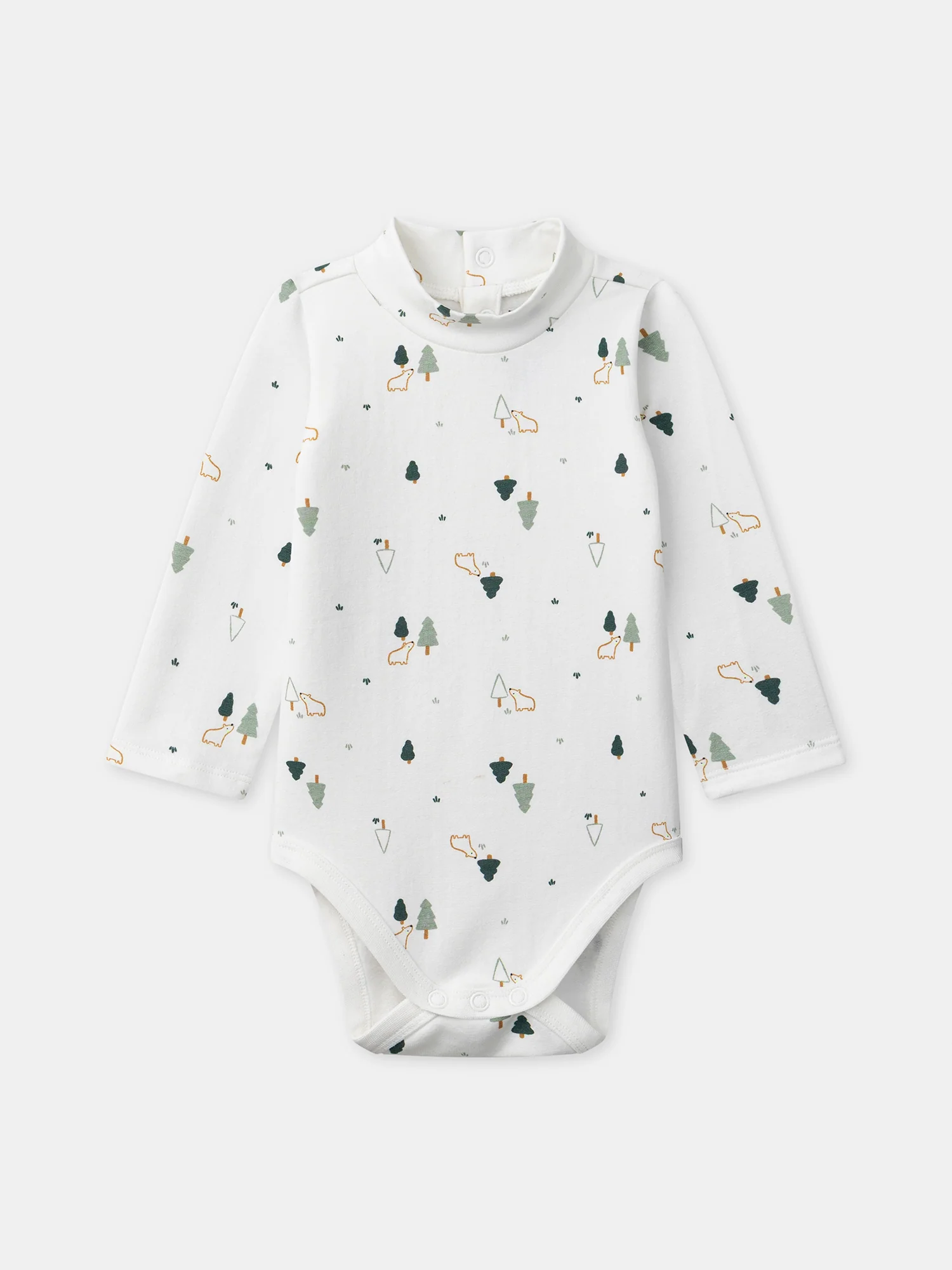 Body blanc imprimé sapin et animaux à col Bébé Garçon