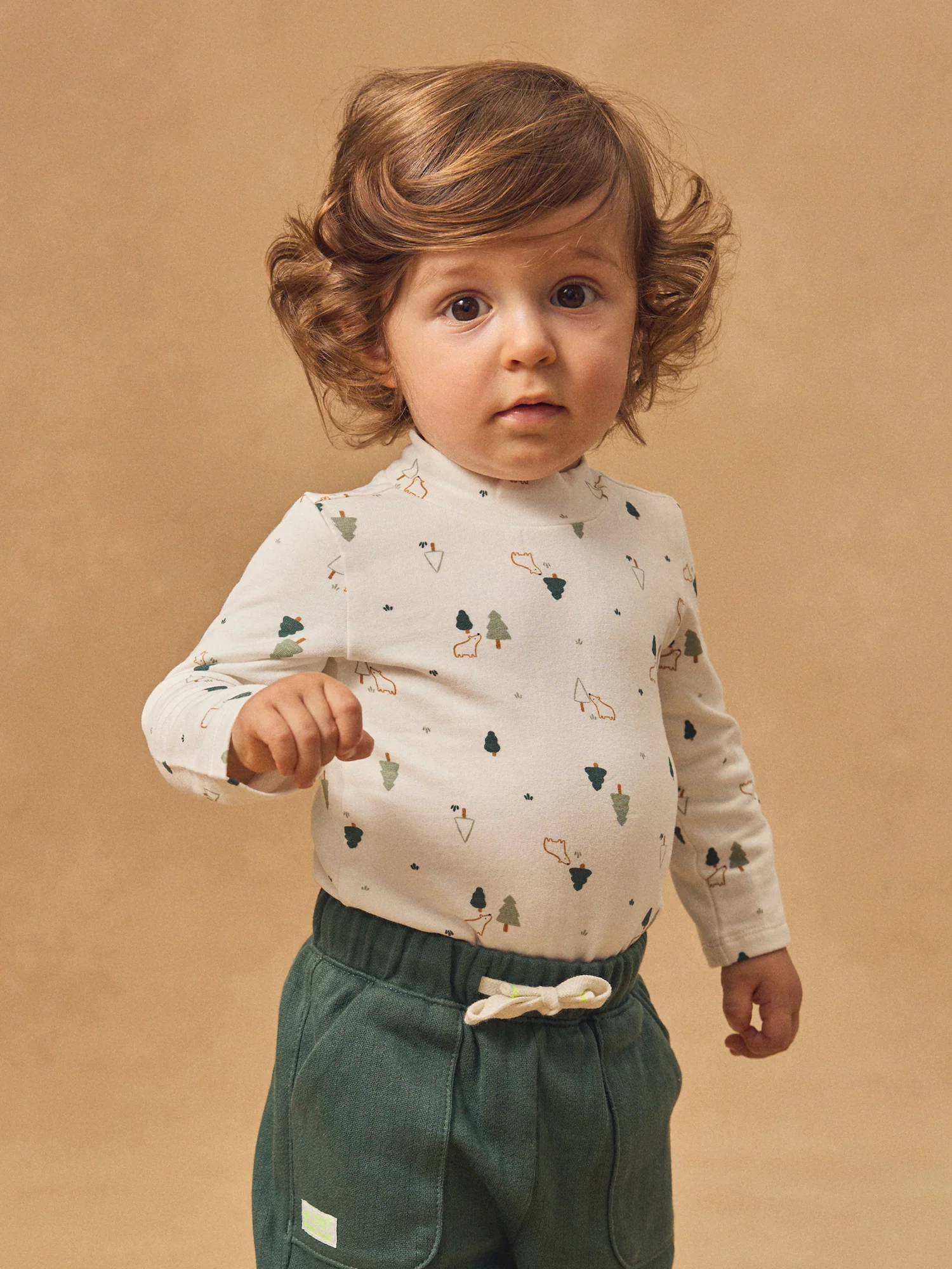 Body blanc imprimé sapin et animaux à col Bébé Garçon – Image 3