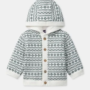 Cardigan à capuche fourré à motif jacquard Bébé Garçon