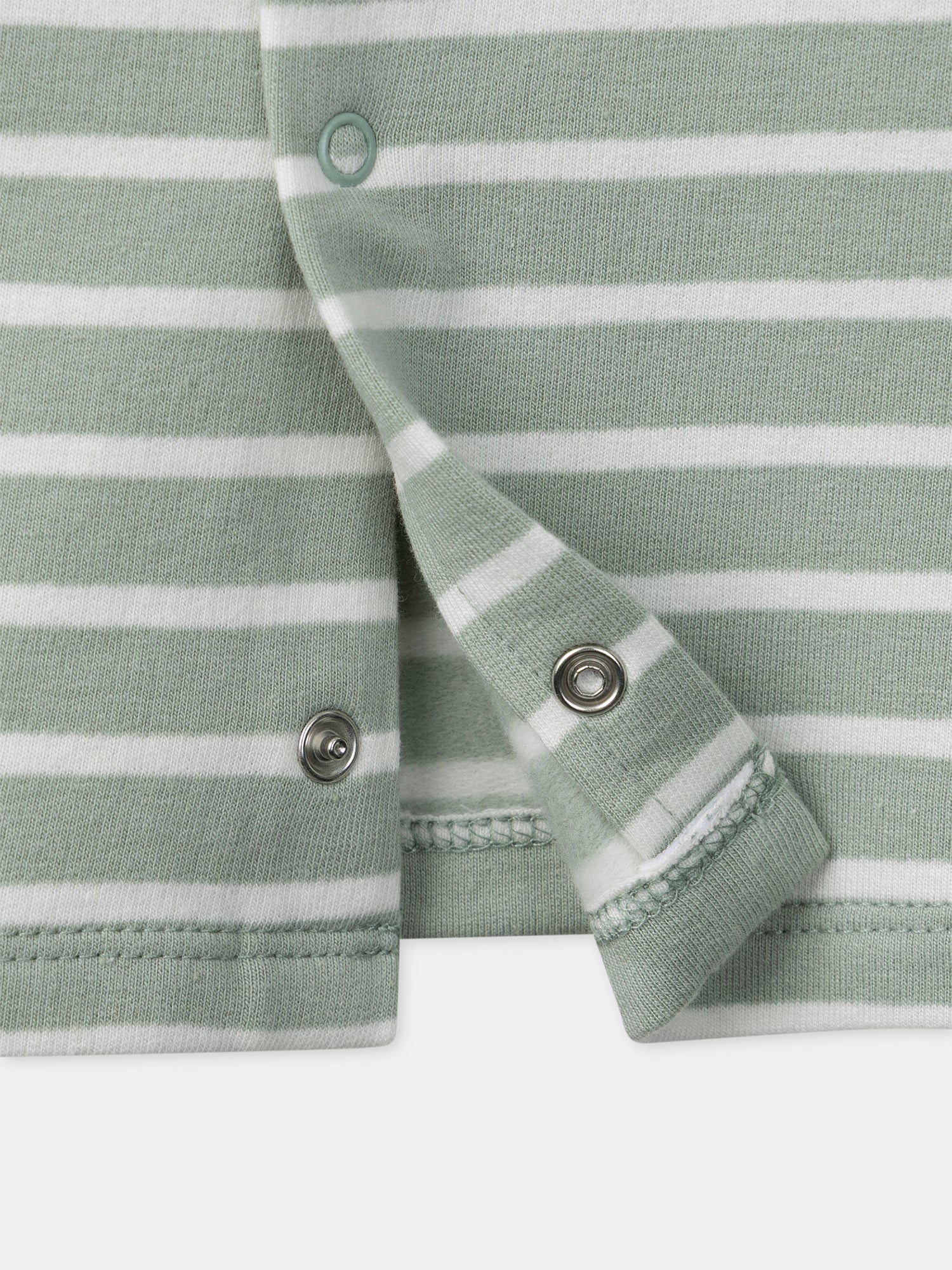 T-shirt vert à rayures blancs et manches longues Bébé Garçon – Image 4