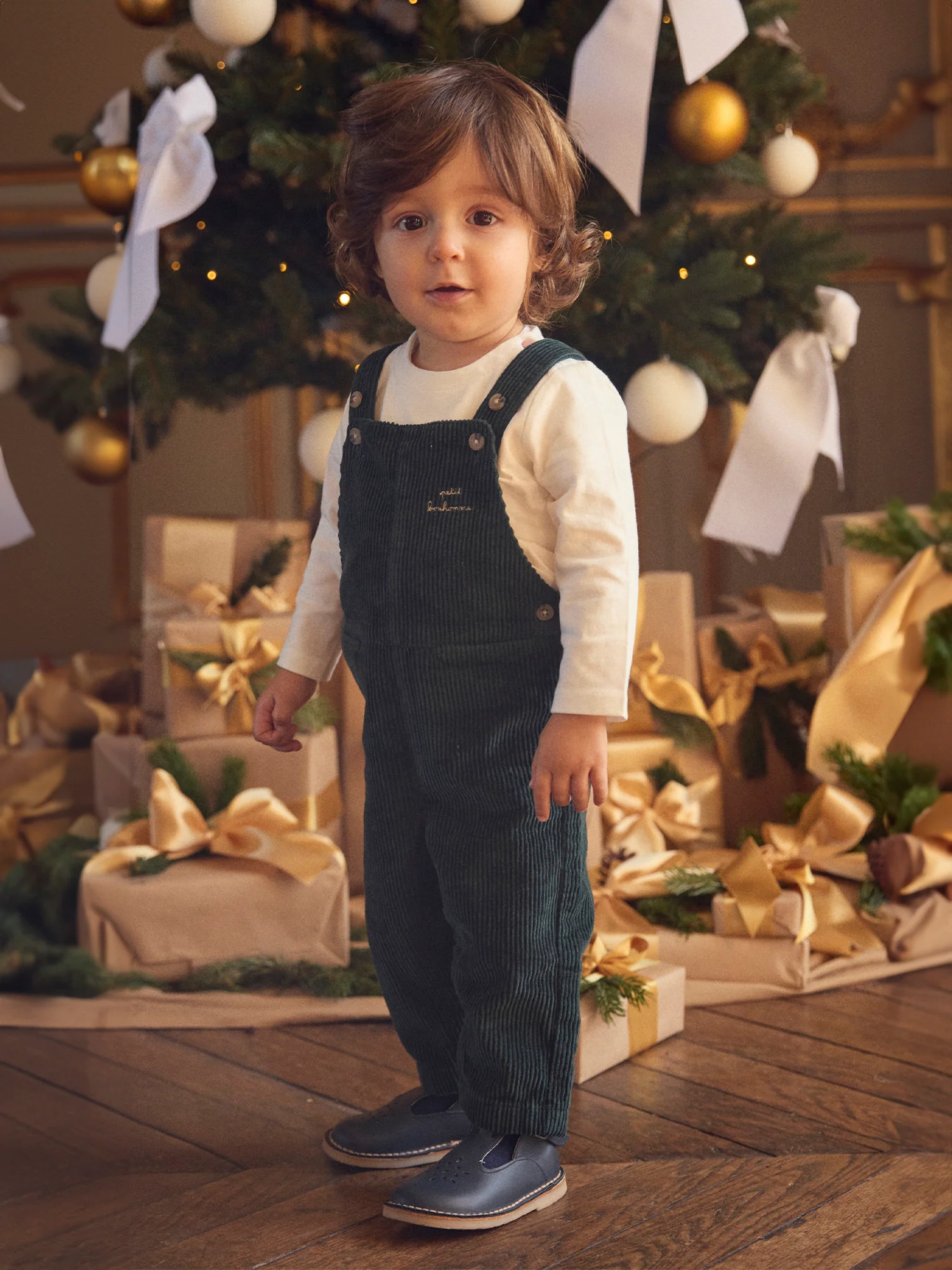 Salopette Noël verte en velours Bébé Garçon – Image 3