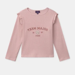 T-shirt rose à volants Fille