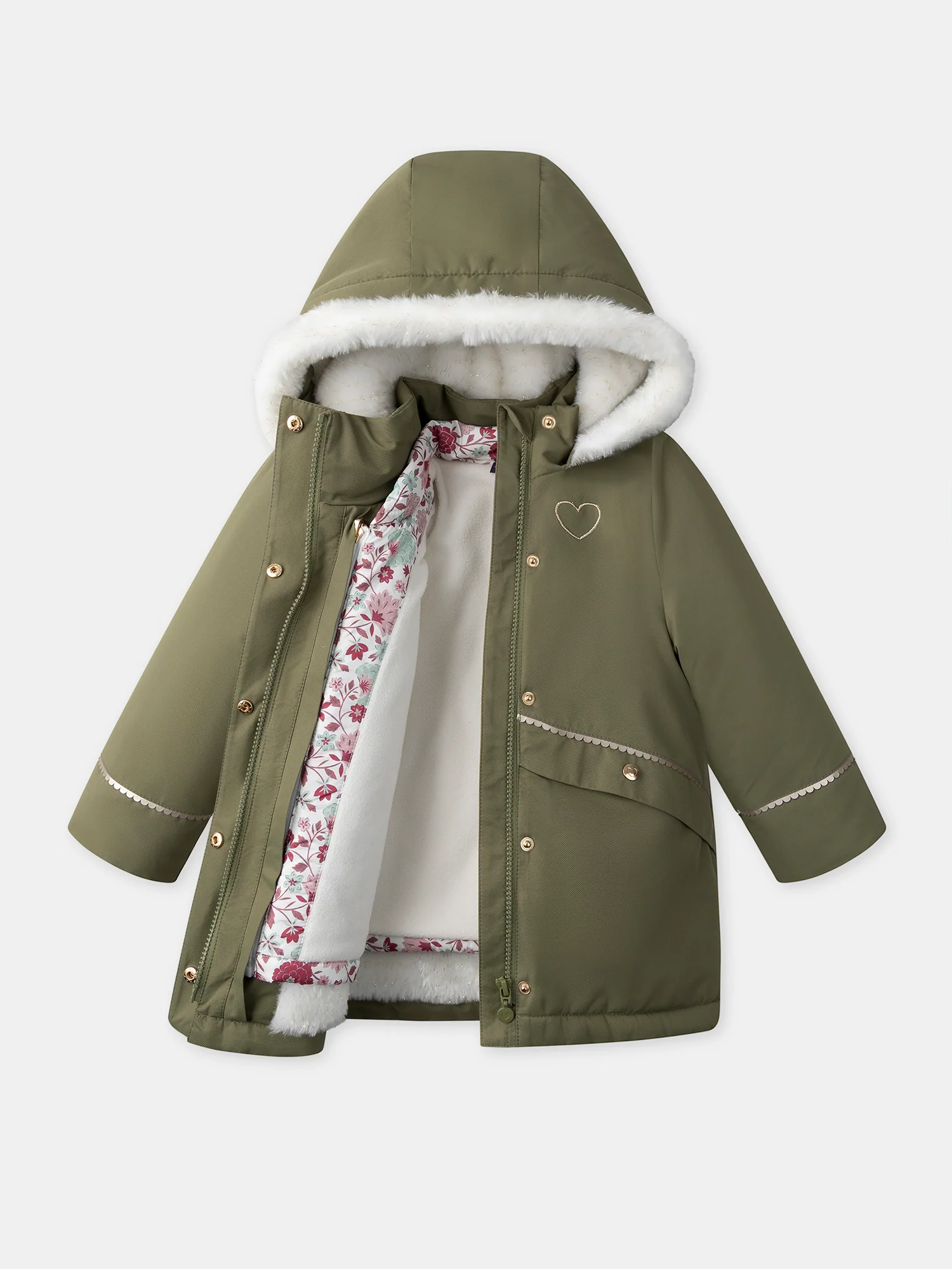 Parka 3 en 1 vert kaki Fille – Image 3