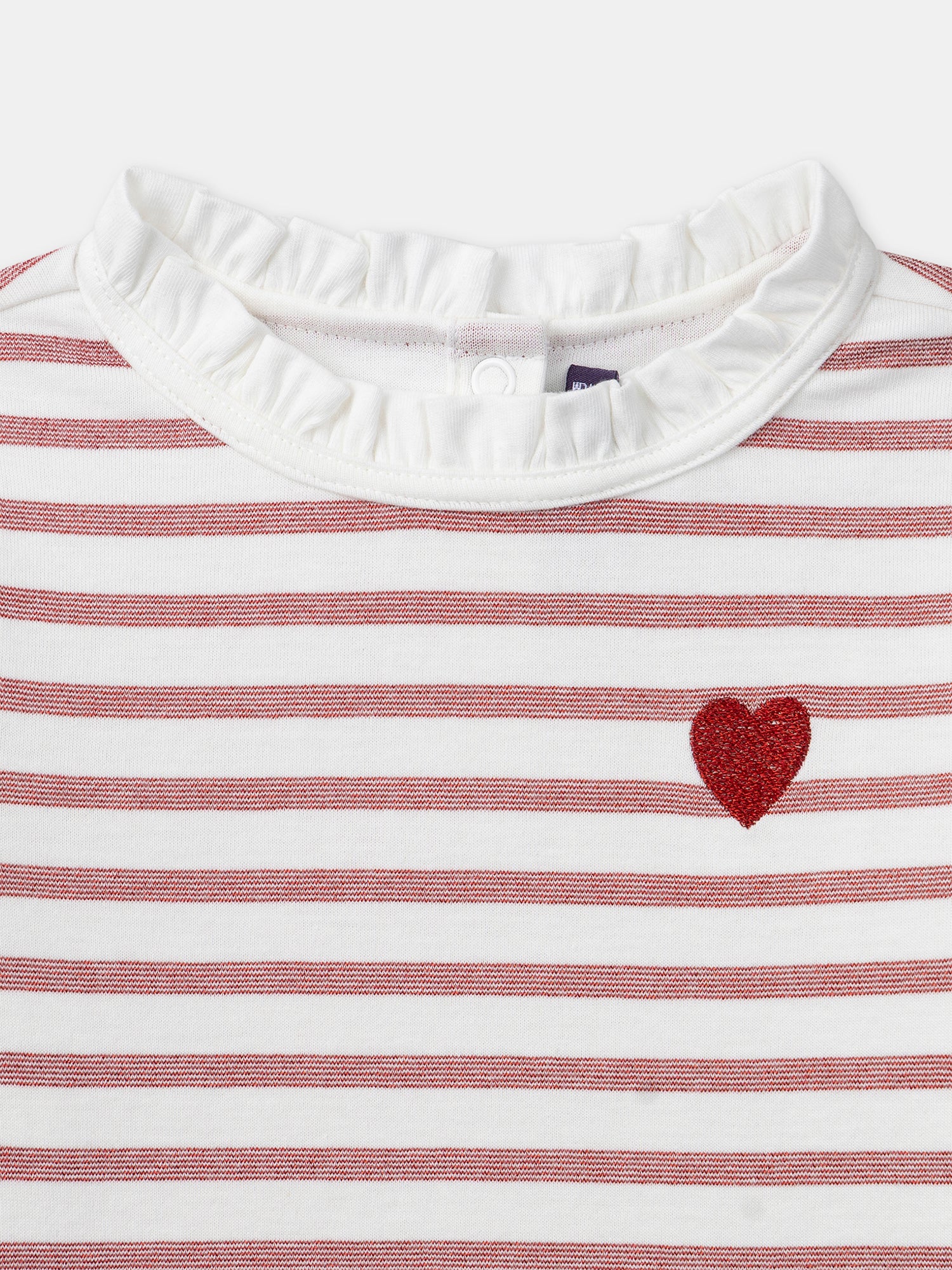 T-shirt blanc à rayures rouge et manches longues Fille – Image 7