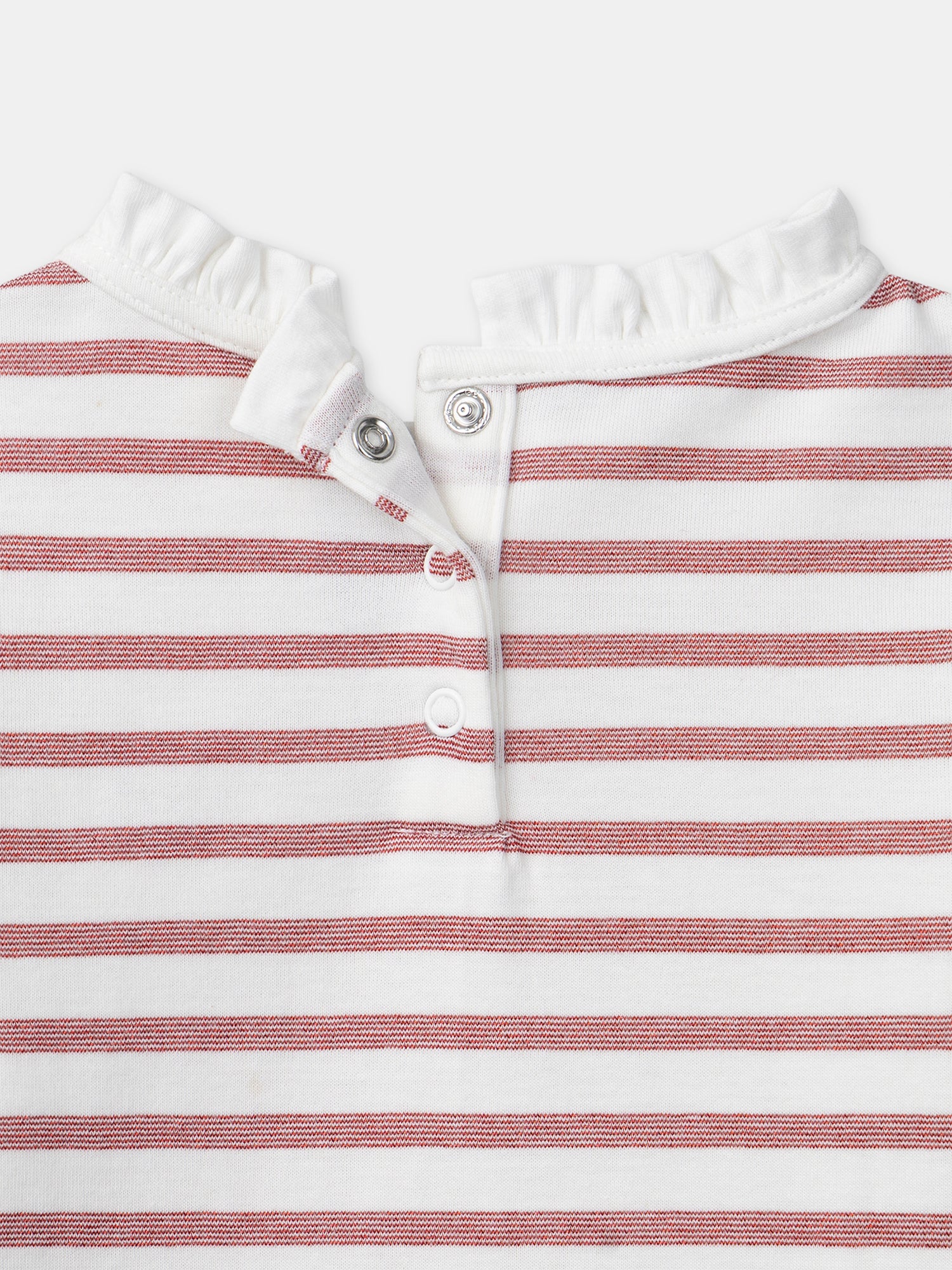 T-shirt blanc à rayures rouge et manches longues Fille – Image 8