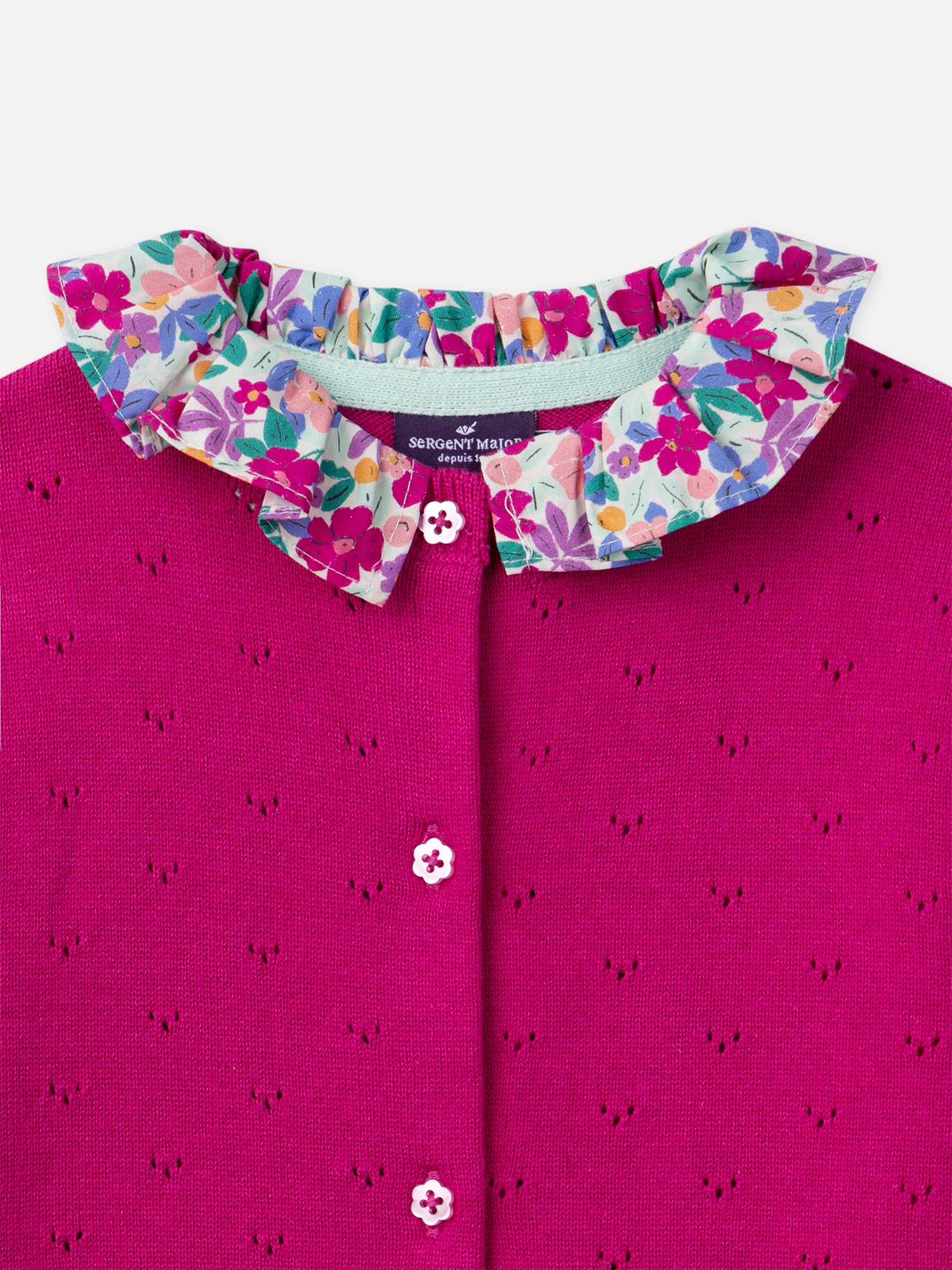 Cardigan rose fuchsia Fille – Image 5