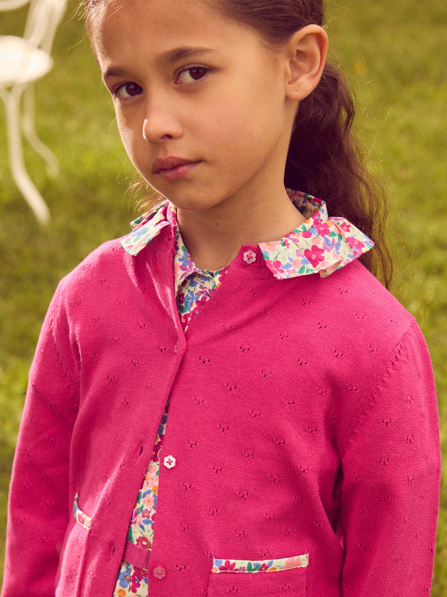 Cardigan rose fuchsia Fille – Image 4