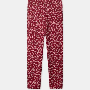 Legging bordeau imprimé fleuri Fille