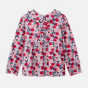 Blouse imprimé pommes à col claudine Fille