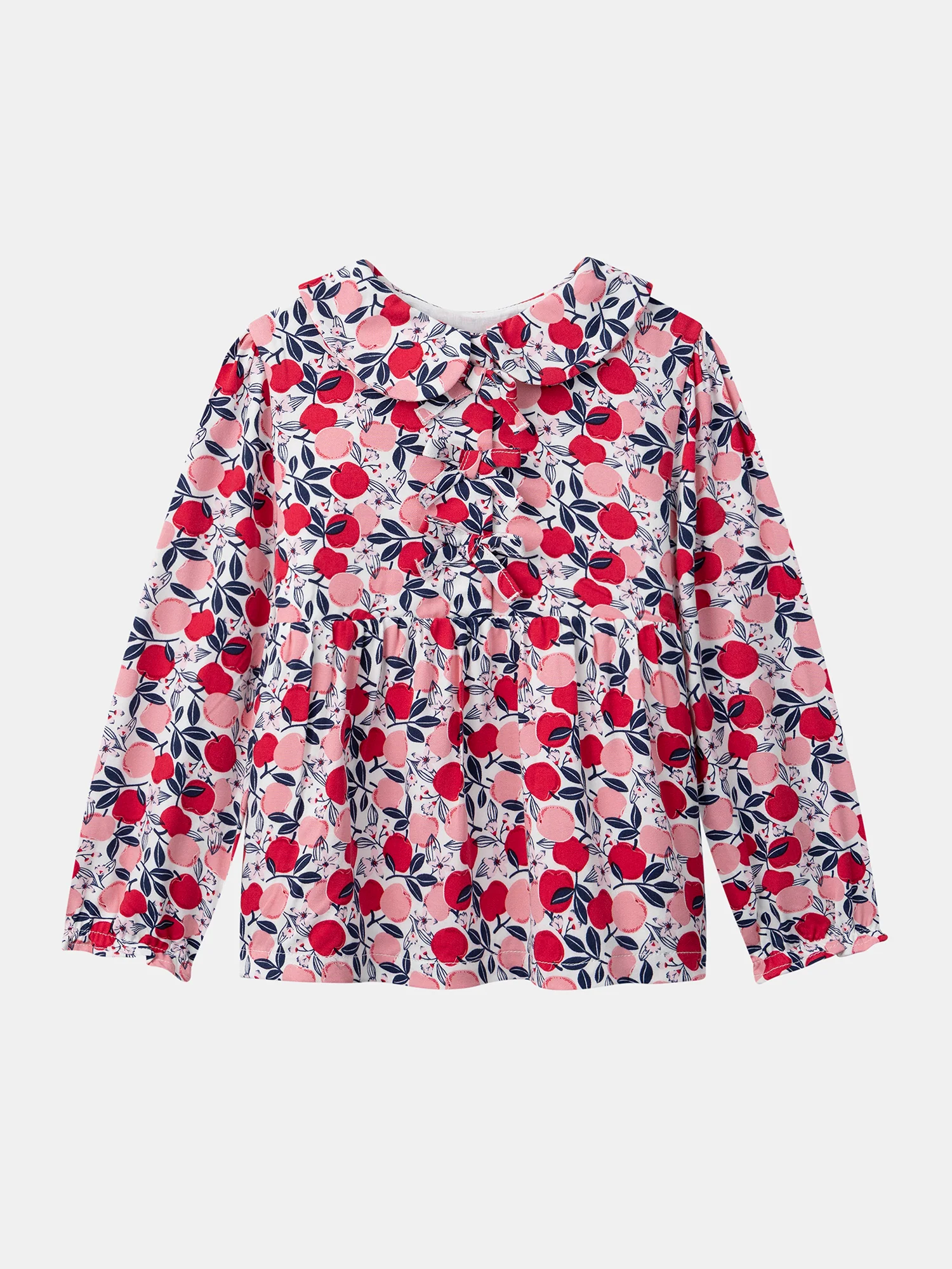 Blouse imprimé pommes à col claudine Fille
