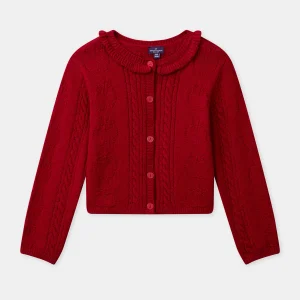 Cardigan rouge à col volant Fille