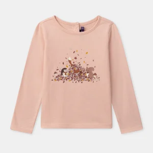 T-shirt rose imprimé animaux à manches longues Fille